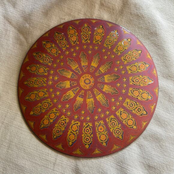 Vintage 8” Pilgrim Glass Silhouette Stained Glass Window Plate Purple ~ set of 5 - Picture 14 of 16